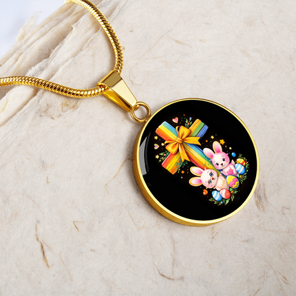 Easter Bunnies Circle Necklace – Christian Gift for Kids