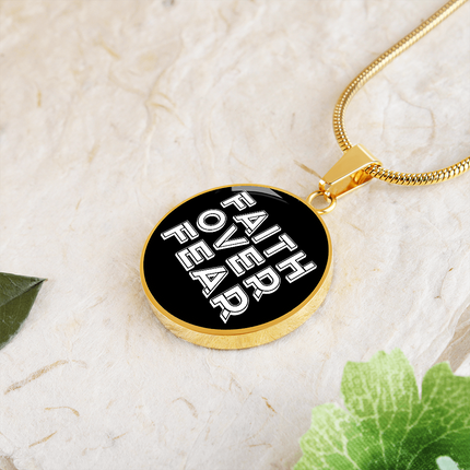 Faith Over Fear Graphic Circle Necklace – Christian Gift