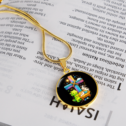 Nativity Manger Circle Necklace – Christian Gift for Kids