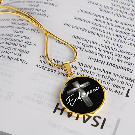Endurance Cross Circle Pendant Necklace – Christian Gift for Men