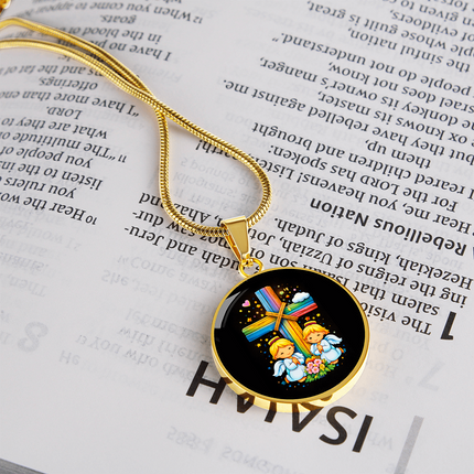Praying Angels Circle Necklace – Christian Gift for Kids