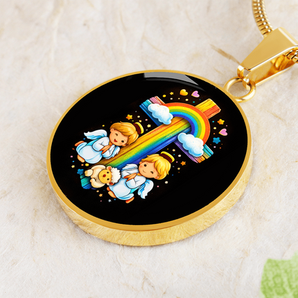 Angels & Lamb Circle Necklace – Christian Gift for Kids