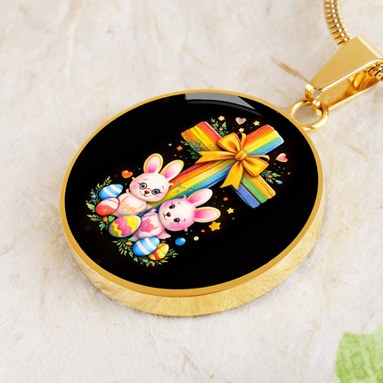 Easter Bunnies Circle Necklace – Christian Gift for Kids