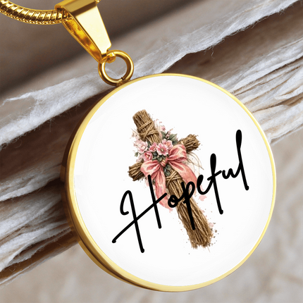 Hopeful Flower Cross Christian Circle Necklace | Mother's Day Gift for Mom | Faith Gift