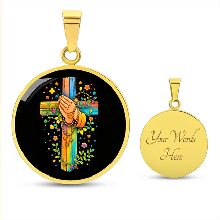 Praying Hands Circle Necklace – Christian Gift for Kids