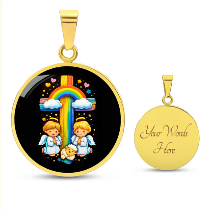Angels & Lamb Circle Necklace – Christian Gift for Kids