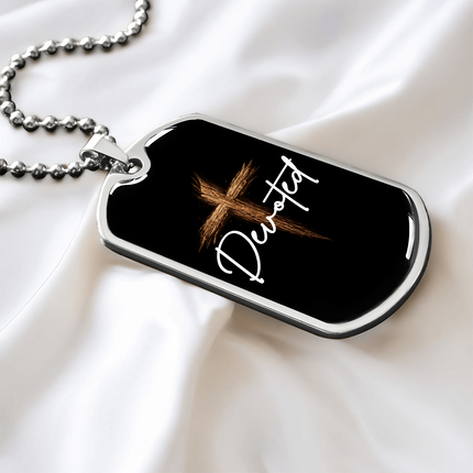 Christian Necklace for Men | Devoted Wooden Cross Dog Tag Necklace