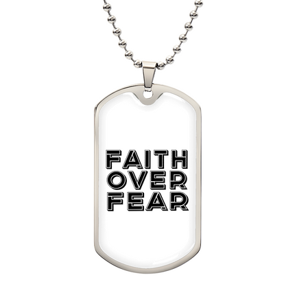 Faith Over Fear Dog Tag Necklace – Christian Gift for Men