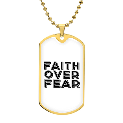 Faith Over Fear Dog Tag Necklace – Christian Gift for Men