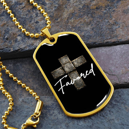 Favored Cross Dog Tag Necklace – Christian Gift for Men
