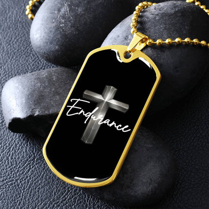 Endurance Cross Dog Tag Necklace – Christian Gift for Men