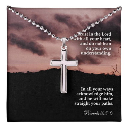 Proverbs 3:5-6 Cross Necklace | Trust in the Lord Gift