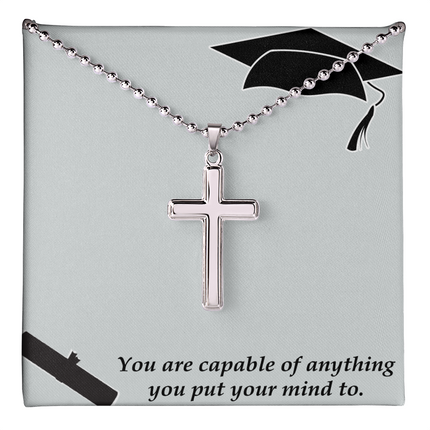 You Are Capable Cross Necklace | Graduation Gift with Ball Chain