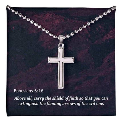 Ephesians 6:16 Cross Necklace | Shield of Faith Christian Gift