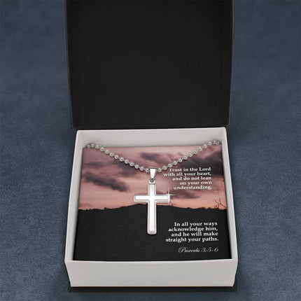 Proverbs 3:5-6 Cross Necklace | Trust in the Lord Gift