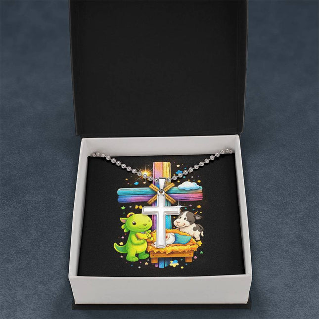 Rainbow Cross Frog And Cow | Christian Cross Necklace | Gift for Kids