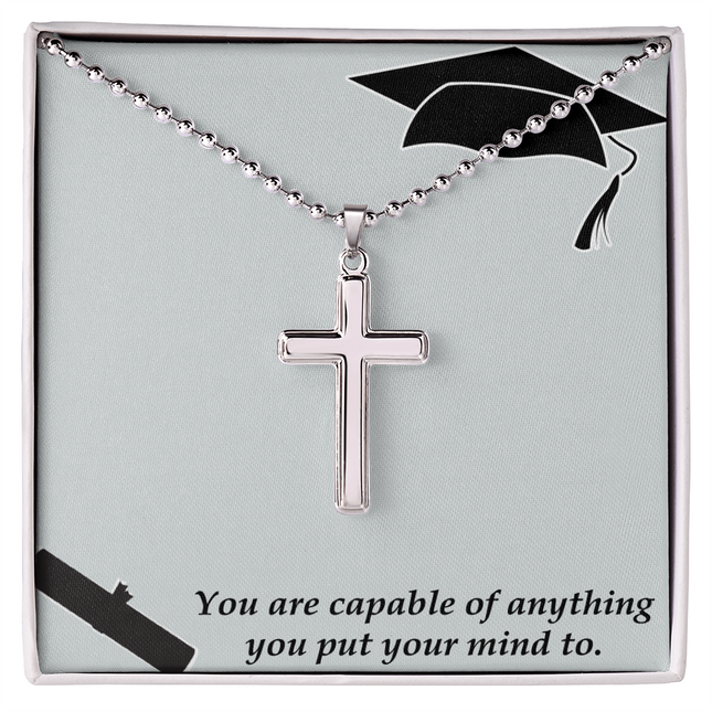 You Are Capable Cross Necklace | Graduation Gift with Ball Chain
