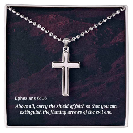 Ephesians 6:16 Cross Necklace | Shield of Faith Christian Gift