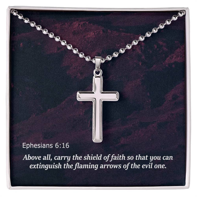 Ephesians 6:16 Cross Necklace | Shield of Faith Christian Gift