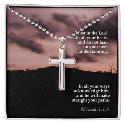 Proverbs 3:5-6 Cross Necklace | Trust in the Lord Gift