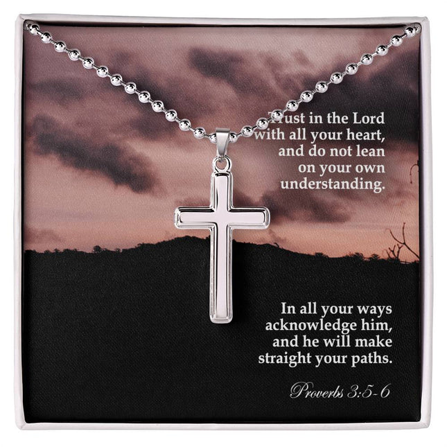 Proverbs 3:5-6 Cross Necklace | Trust in the Lord Gift