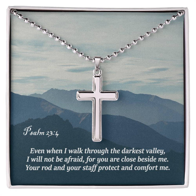 Psalm 23:4 Cross Necklace | Walk Through the Valley Comfort Gift