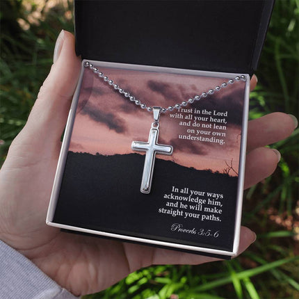 Proverbs 3:5-6 Cross Necklace | Trust in the Lord Gift