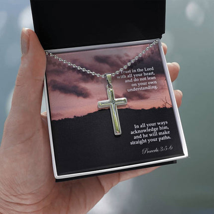 Proverbs 3:5-6 Cross Necklace | Trust in the Lord Gift