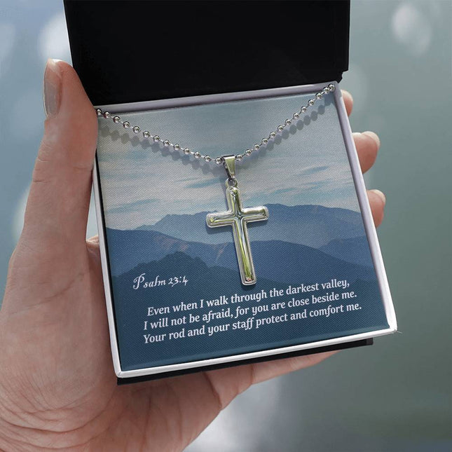 Psalm 23:4 Cross Necklace | Walk Through the Valley Comfort Gift