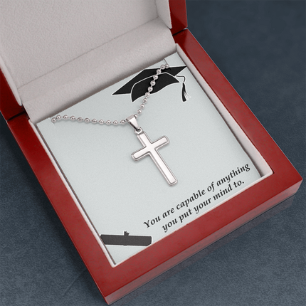 You Are Capable Cross Necklace | Graduation Gift with Ball Chain