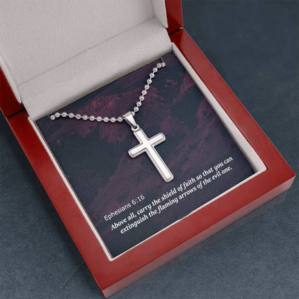 Ephesians 6:16 Cross Necklace | Shield of Faith Christian Gift