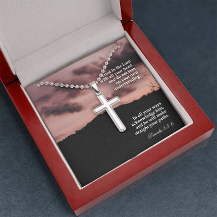 Proverbs 3:5-6 Cross Necklace | Trust in the Lord Gift