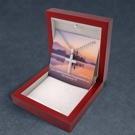 2 Timothy 4:7 Cross Necklace | Fought the Good Fight Gift