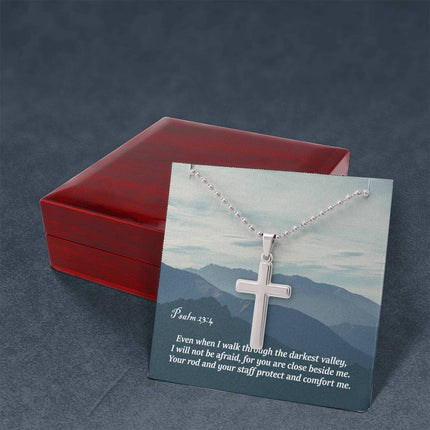 Psalm 23:4 Cross Necklace | Walk Through the Valley Comfort Gift