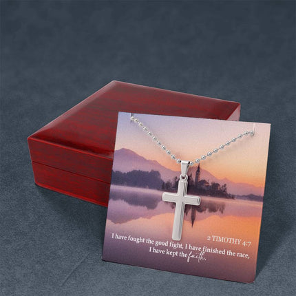 2 Timothy 4:7 Cross Necklace | Fought the Good Fight Gift