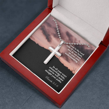Proverbs 3:5-6 Cross Necklace | Trust in the Lord Gift