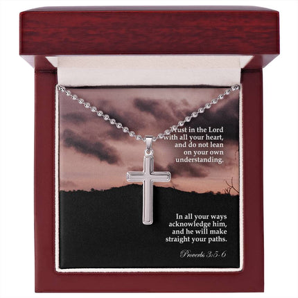 Proverbs 3:5-6 Cross Necklace | Trust in the Lord Gift