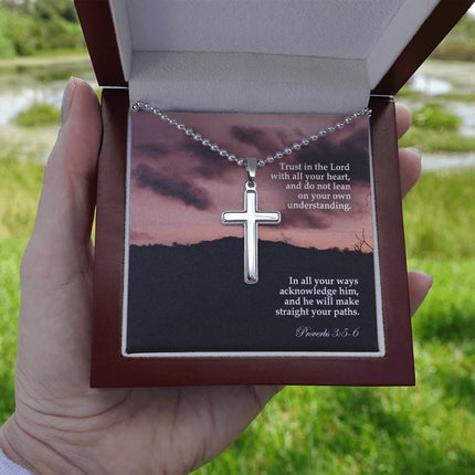 Proverbs 3:5-6 Cross Necklace | Trust in the Lord Gift