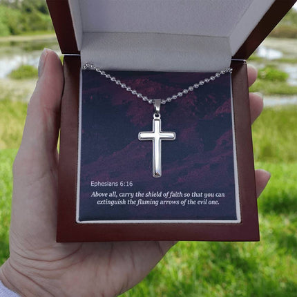 Ephesians 6:16 Cross Necklace | Shield of Faith Christian Gift