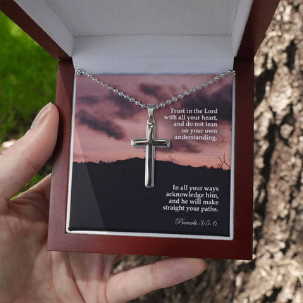 Proverbs 3:5-6 Cross Necklace | Trust in the Lord Gift