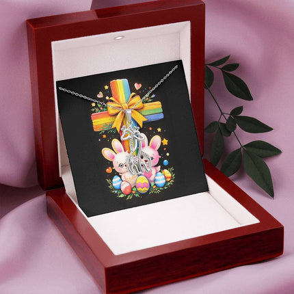 Rainbow Cross Bunnies | Christian Giraffe Necklace | Gift for Kids