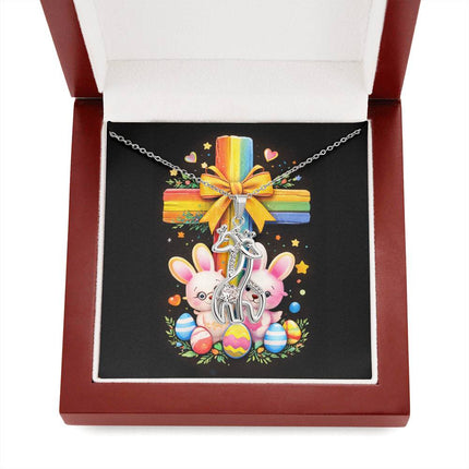 Rainbow Cross Bunnies | Christian Giraffe Necklace | Gift for Kids