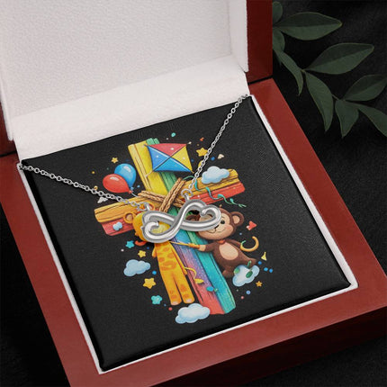 Rainbow Cross Jungle Animals | Christian Endless Love Necklace | Gift for Kids