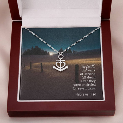 Hebrews 11:30 Anchor Pendant Necklace | Walls of Jericho Faith Gift