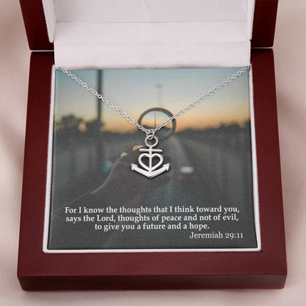 Jeremiah 29:11 Anchor Pendant Necklace | Future & Hope Christian Gift
