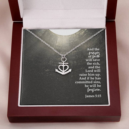 James 5:15 Anchor Pendant Necklace | Prayer of Faith Christian Gift