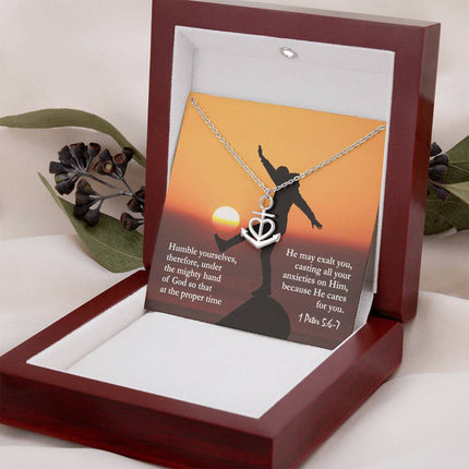 1 Peter 5:6-7 Anchor Pendant Necklace | Cast Your Anxieties Gift