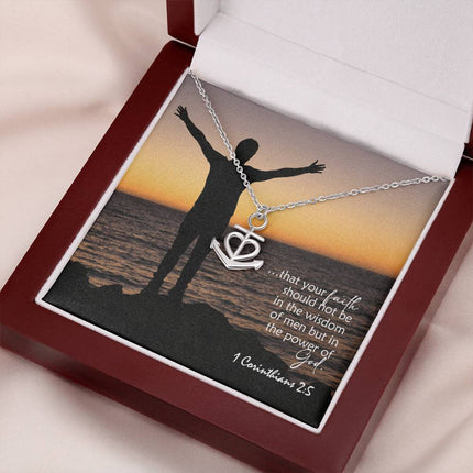 1 Corinthians 2:5 Anchor Pendant Necklace | Power of God Faith Gift
