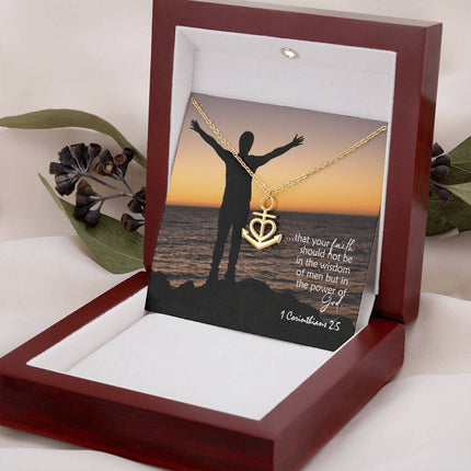 1 Corinthians 2:5 Anchor Pendant Necklace | Power of God Faith Gift