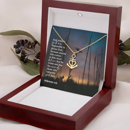 Hebrews 11:6 Anchor Pendant Necklace – Christian Gift for Women